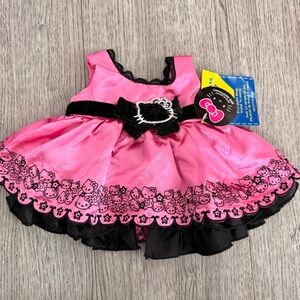 Build a Bear BAB Sanrio Hello Kitty Pink Black Satin Dress Ruffle Embroidery